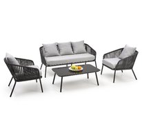 Комплект садовый Halmar ROCCA диван + 2 кресла + стол (темно-серый/светло-серый)