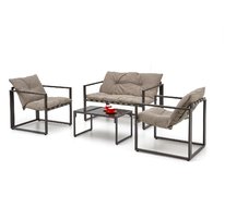 Комплект садовый Halmar SHARK диван + 2 кресла + стол (черный/капучино)
