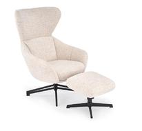 Комплект HALMAR FREDY (кресло+подставка для ног) (светло-бежевый/черный)