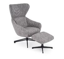 Комплект HALMAR FREDY (кресло+подставка для ног) (серый/черный)