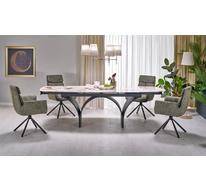 Стол обеденный HALMAR ALTER 180 раскладной (бежевый мрамор/черный)