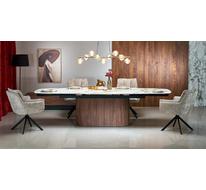 Стол обеденный HALMAR FLAVOR 200 раскладной (белый мрамор/орех)