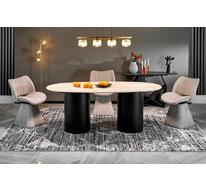Стол обеденный HALMAR JULIUS 200 (светлый травертин/черный)
