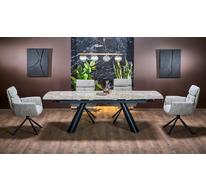 Стол обеденный HALMAR VINCE 180 раскладной (коричневый мрамор/черный)