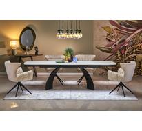 Стол обеденный HALMAR VITRUS 180 раскладной (светлый травертин/черный)