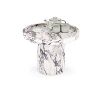 Стол журнальный HALMAR AMARETTO (белый мрамор) 60/46