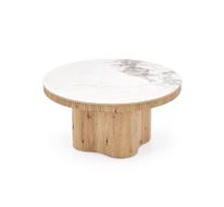 Стол журнальный HALMAR MAGNUM (белый мрамор/натуральный) 80/41