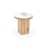 Стол журнальный HALMAR MAGNUM S (белый мрамор/натуральный) 50/50