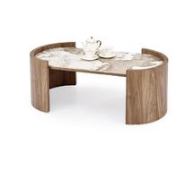 Стол журнальный HALMAR NICOSIA (бежевый мрамор/орех) 121/61